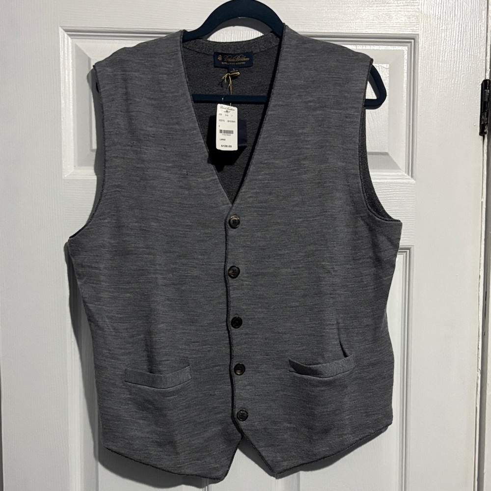Gray Knit Button-Up Vest